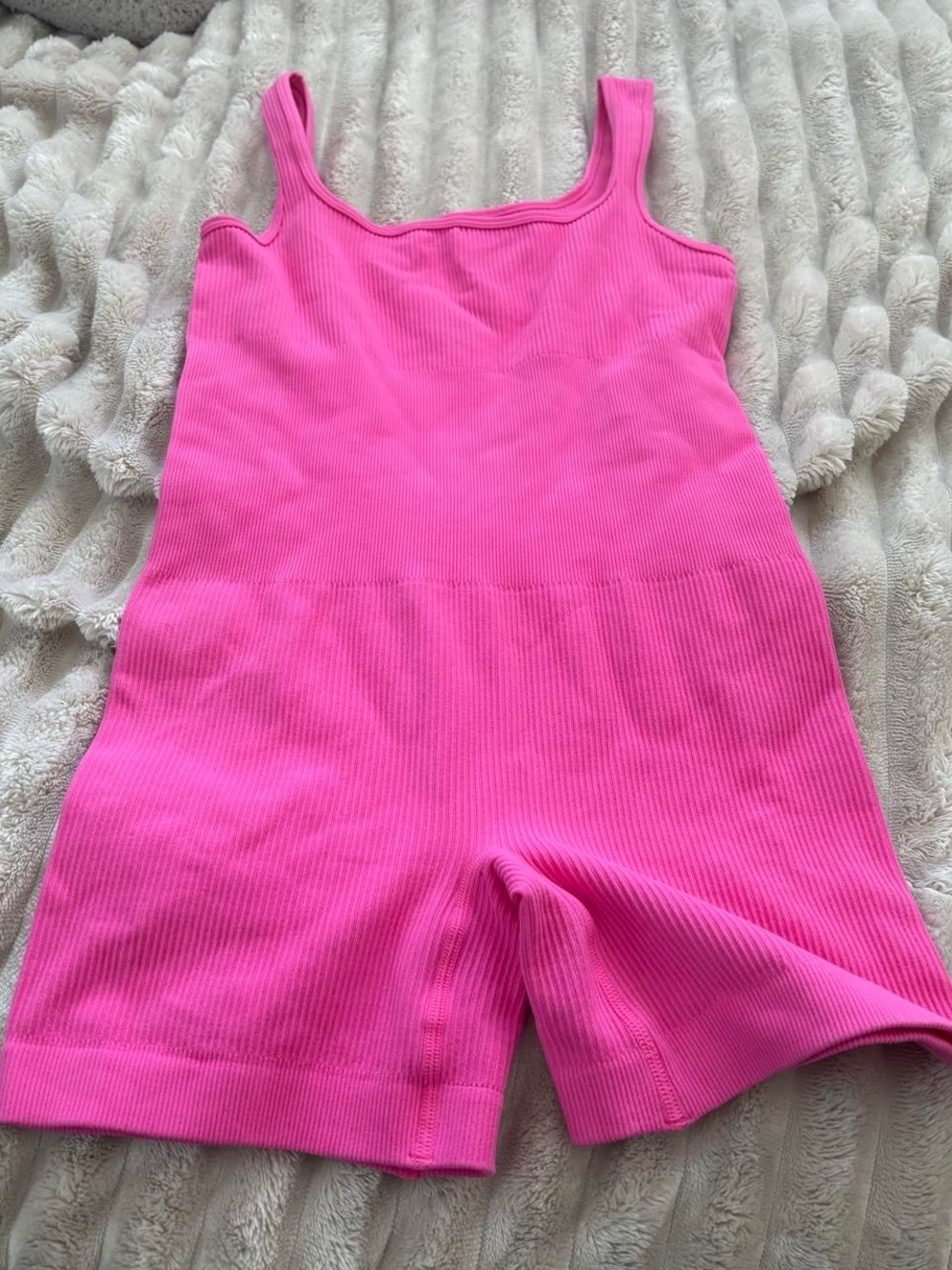 Pink Ribbed Tank Short Romper - Picture 4 of 4